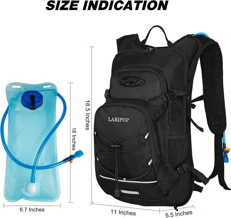 LARIPOP Hydration Backpack, 18L Hiking Backpack with 2L Water Bladder, Lightweight Water Pack for Cycling, Hiking, Biking - Image 2